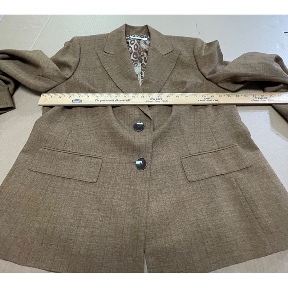 Vintage‎ Le Suit Women's Size 14W Brown Textured 2-Button Blazer - Picture 6 of 16